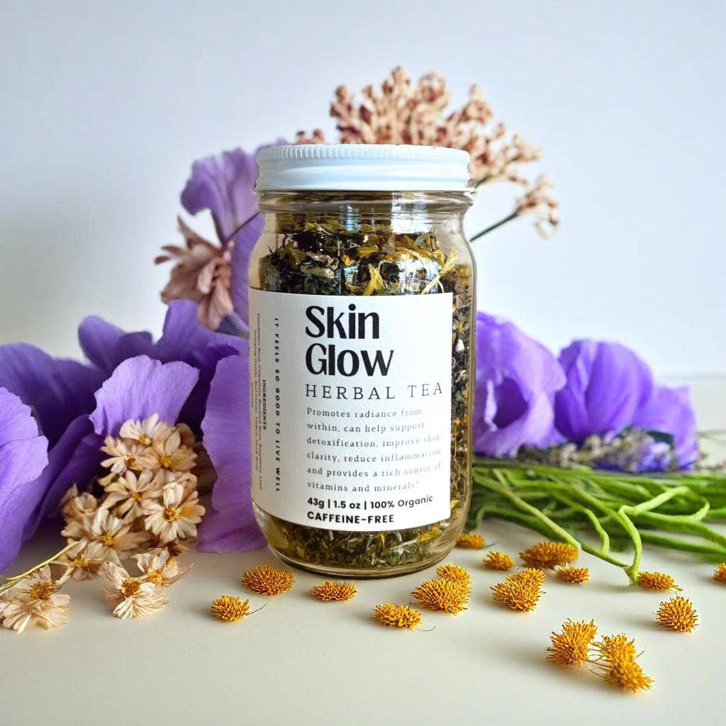 Skin Glow Loose Leaf Herbal Tea | Glass Jar