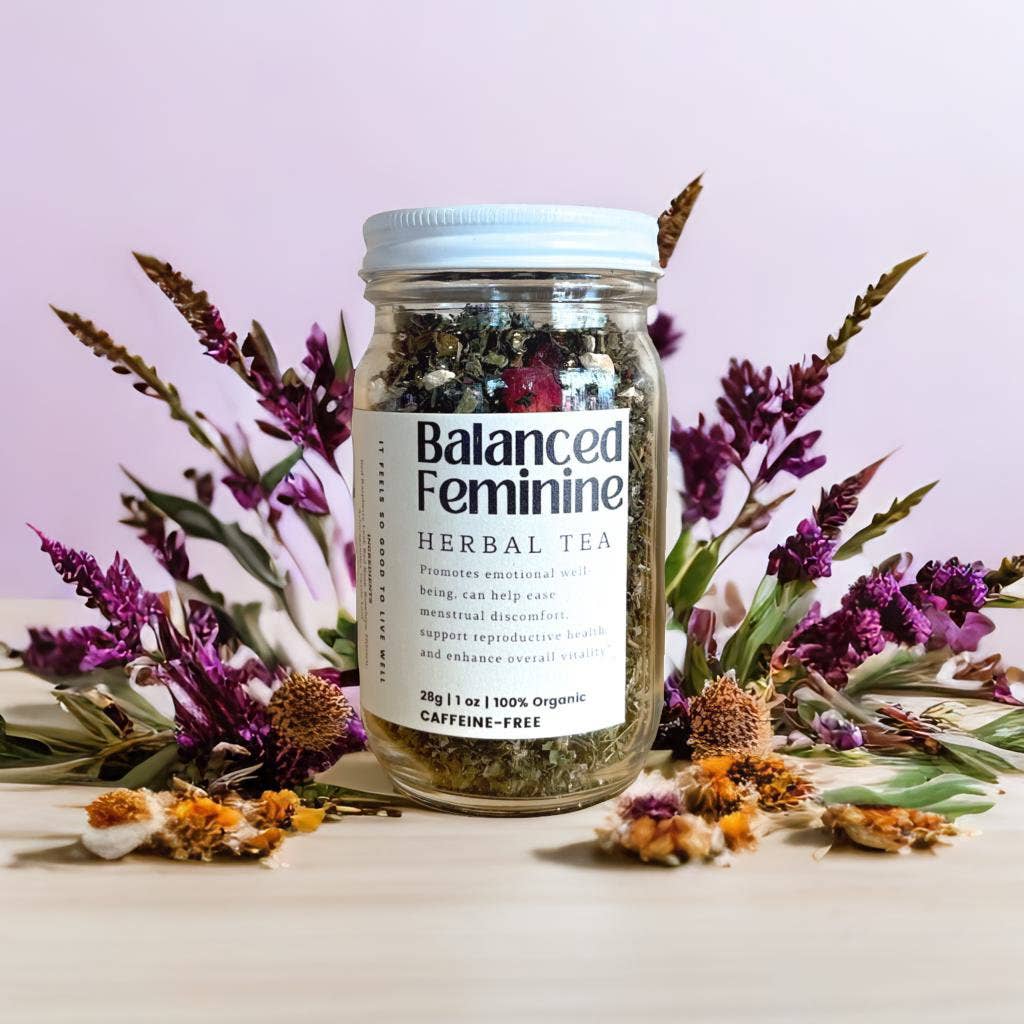 Balanced Feminine Loose Leaf Herbal Tea | Glass Jar